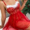 1Pc Feather Halter Dress Sexy Dress Fashion Red Christmas Costume Lace