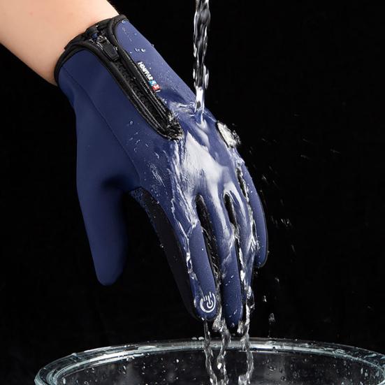 Unisex Winter Windproof Waterproof Touch Screen Zip Warm Cycling Skiing Gloves
