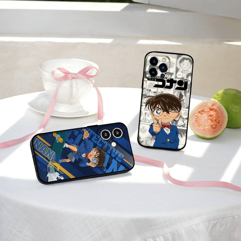 D-Detective C-Conan Phone Case For IPhone 1716 15 14 13 Pro Max 11 12 Mini X Xs XR Black Silicone Cover