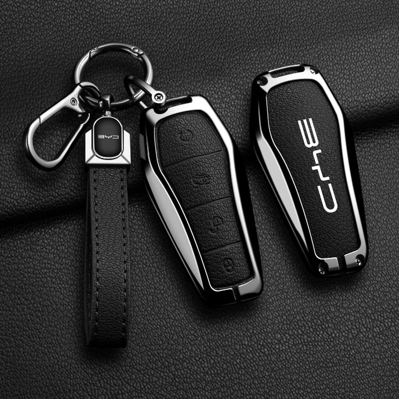 Zinc Alloy Leather Car Remote Key Case Cover for BYD Atto 3 Han EV Dolphin Lied Tang Dm Qin PLUS Song Pro MAX Yuan Accessories