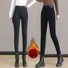 Lamb Fleece Feet Pants Women's Autumn and Winter High-waist Stretch Tight-fitting Thin Black Bottoming Warm Denim Warm Cotton Pants Women