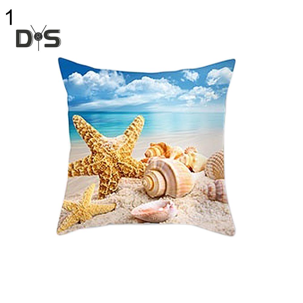 Decorations Home Sea Beach Starfish Seashell Throw Pillow Case Cushion Cover Sofa Bed Car Decor