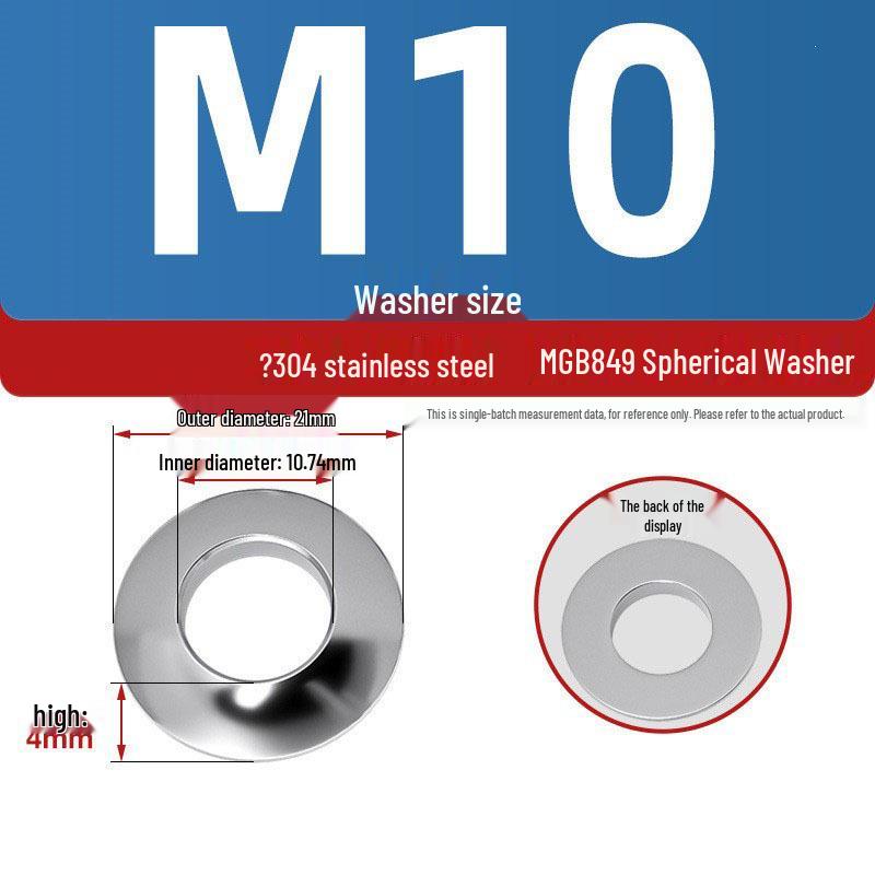 304 Stainless Steel Conical, Spherical, and Concave Convex Washers (M6, M8, M10, M12)