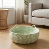 Basket Cat Bed Raised Rim Woven Nest Open Top S