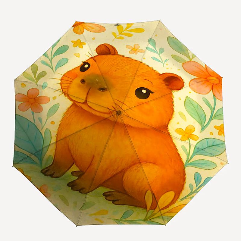 Capybara Themed Travel Umbrella-8 Ribs Automatic Opening and Closing, Portable Folding Design, Compact and Stylish Umbrella Suitable for Out