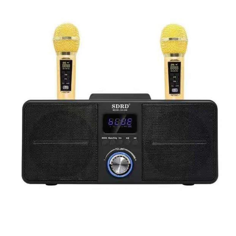 SD-309 3D Portable Household Karaoke System Wireless Bluetooth Dual Microphone Stereo Speaker
