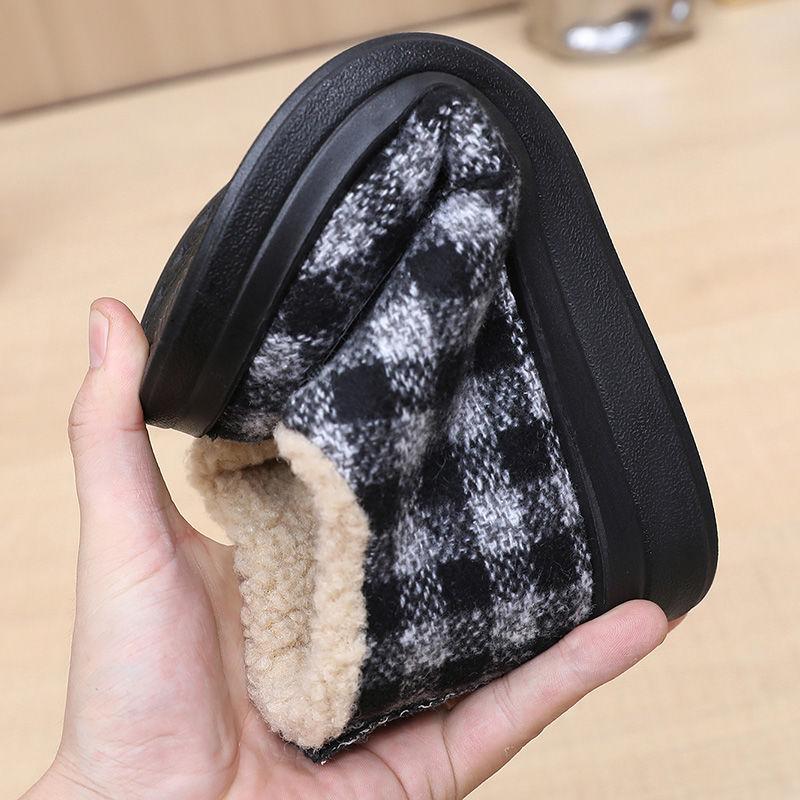 Women's Snow Plaid Autumn New Plush Inner Lining Women's Cloth Shoes Retro National Style Low Heel Fleece Shoes