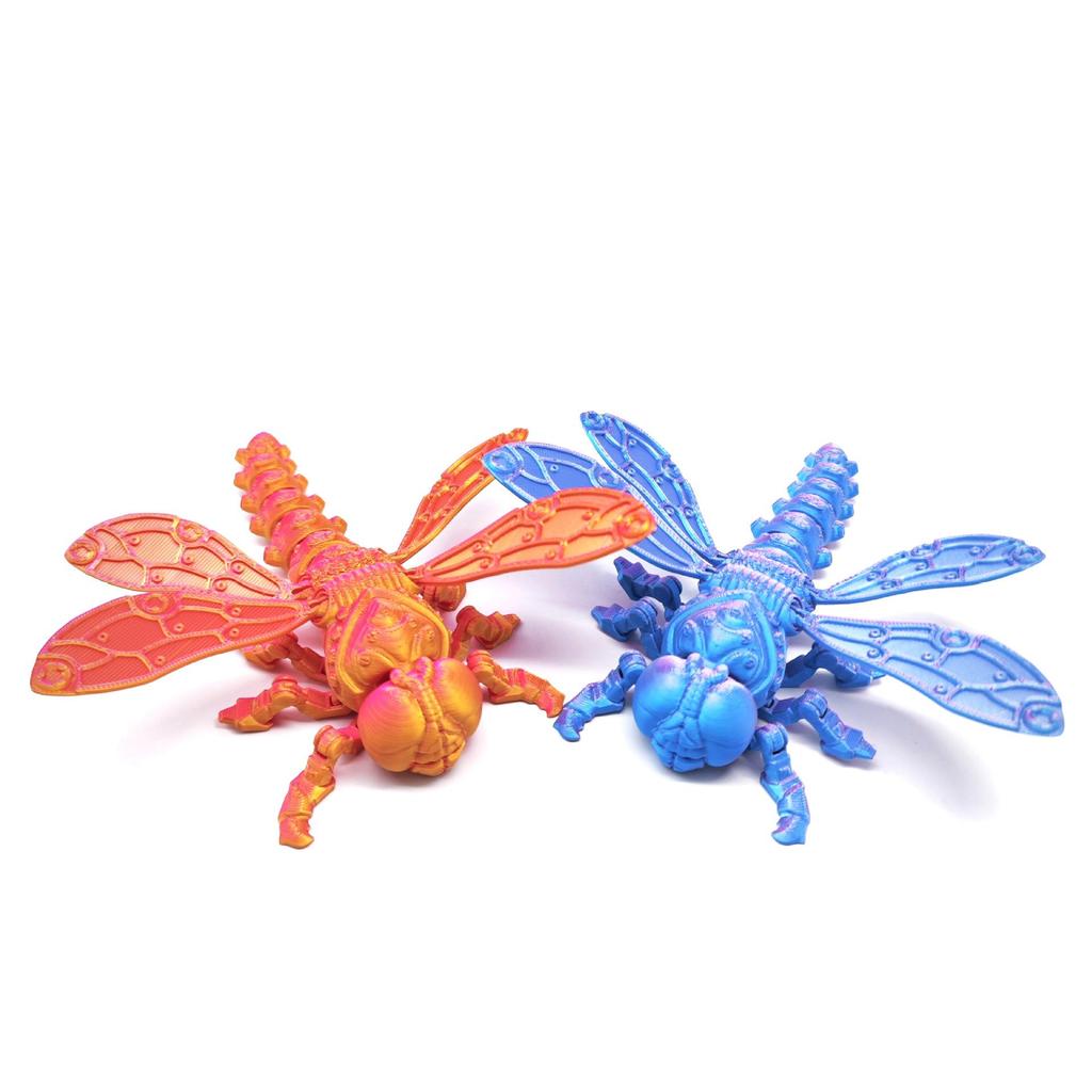 Articulated Dragonfly Figure with Movable Wings - Transformable and Realistic 3D Printed Toy Ornament Gift