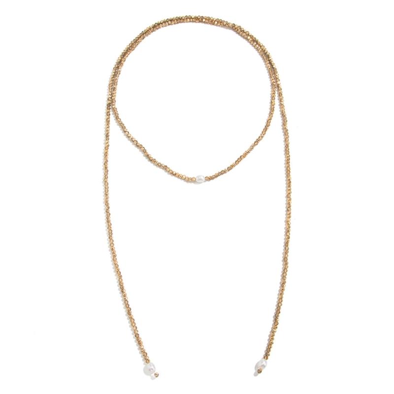 Vintage Bead Long Necklace Neckwear with Cool Minimalist Accent for Casual and Formal Wear Comfortable Lightweight