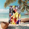 Classic Japanese Element Cartoon ONE PIECE Monkey D. Luffy Beach Towel Outdoor Camping Vacation Swimming Beach Towel Outdoor Absorbent Bath Towel Y20