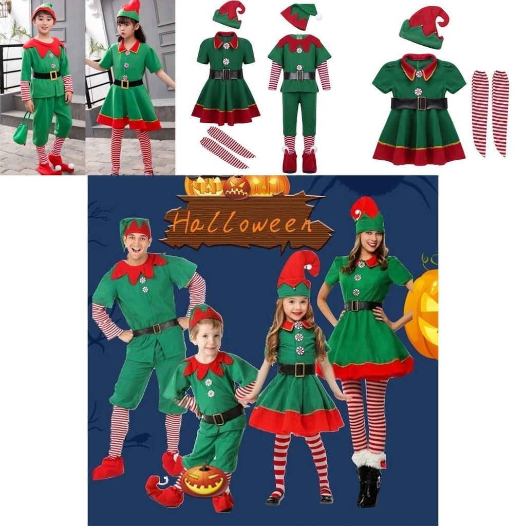 Festive Green Elf Santa Claus Costume For Adults And Kids Perfect For Family Christmas Celebrations