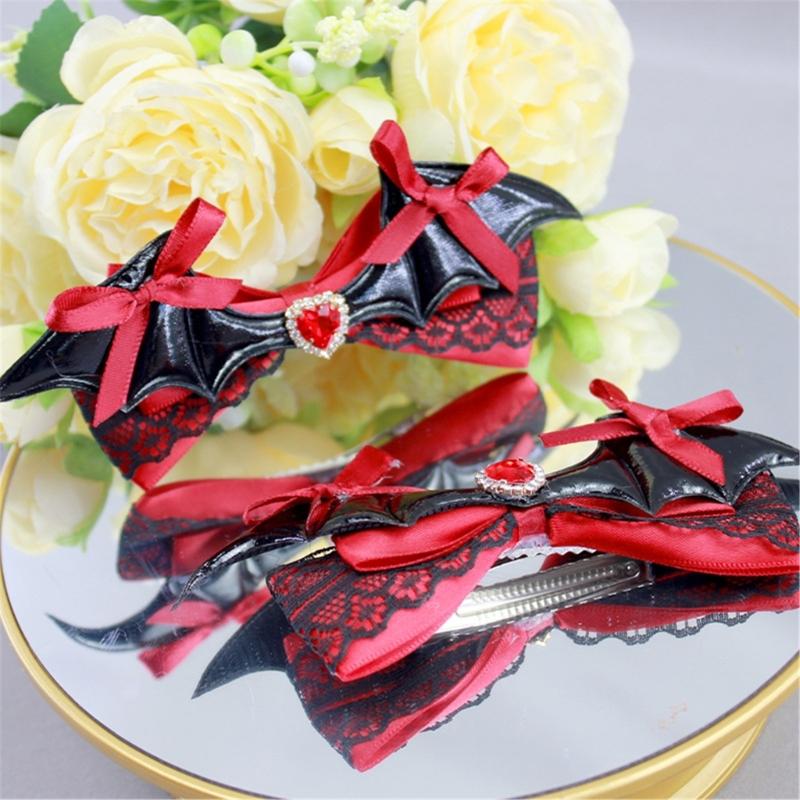 Netopýří mašle do vlasů, sponky do vlasů s mašlemi, aligátory, sponka, gotické netopýří křídla, vlasové doplňky pro cosplay párty