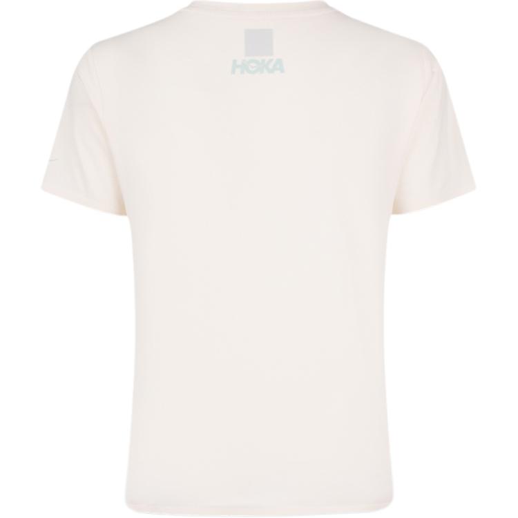 Hoka One One Short Sleeve Lightweight Versatile Round Neck T-Shirt Women Tops Plaster-White 1171811