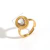 Geometric Titanium Steel Ring For Women With Zircon Stone Elegant Fashion Jewelry