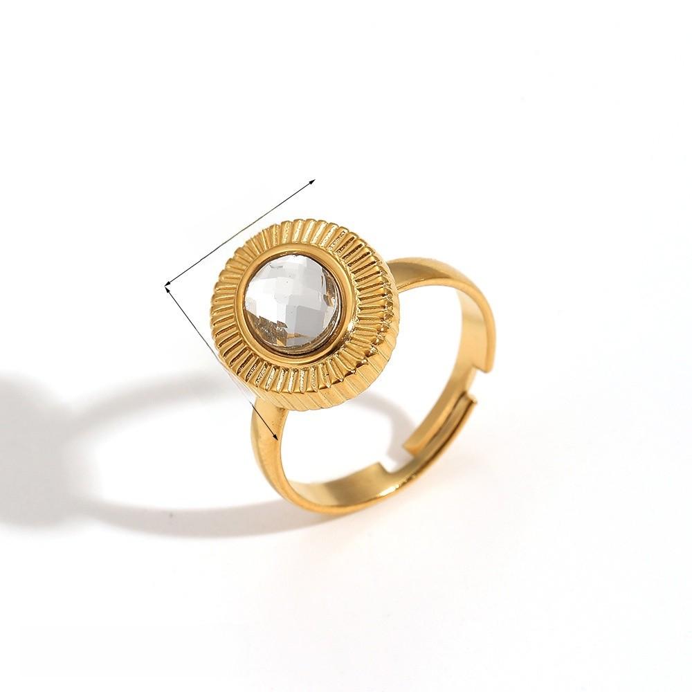 Geometric Titanium Steel Ring For Women With Zircon Stone Elegant Fashion Jewelry