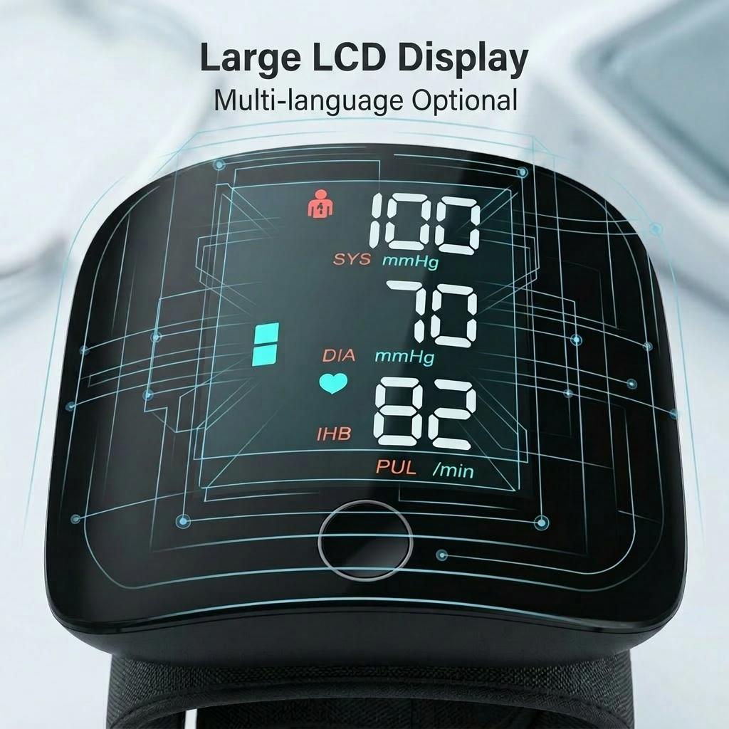 Portable LCD Wrist Blood Pressure Monitor Rechargeable Digital BP Machine Automatic Sphygmomanometer with Voice Broadcast Plastic
