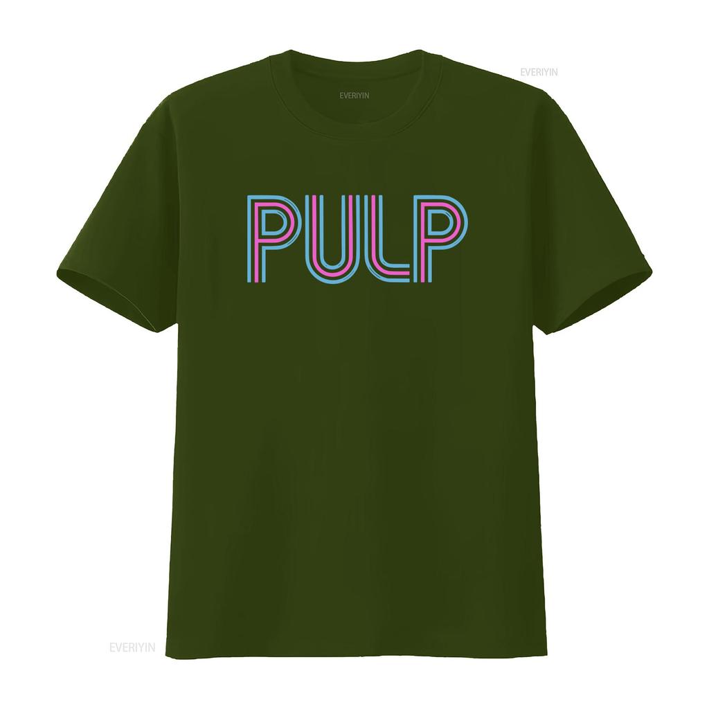 Pulp Intro Logo Official T Shirt for Men Stylish Print vintage Washed Top For Everyday Wear Stretched Soft Versatile streetwear