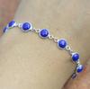 Solid 925 Sterling Silver Round lapis Lazuli Gemstone Handmade Boho Tennis Bracelet Gift For Her