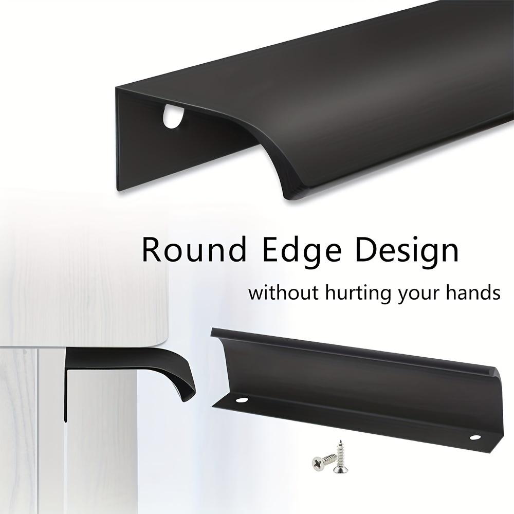 Black Back Mounted Finger Edge Pulls 10pcs Aluminum Handles for Home Living Room Furniture with Screws