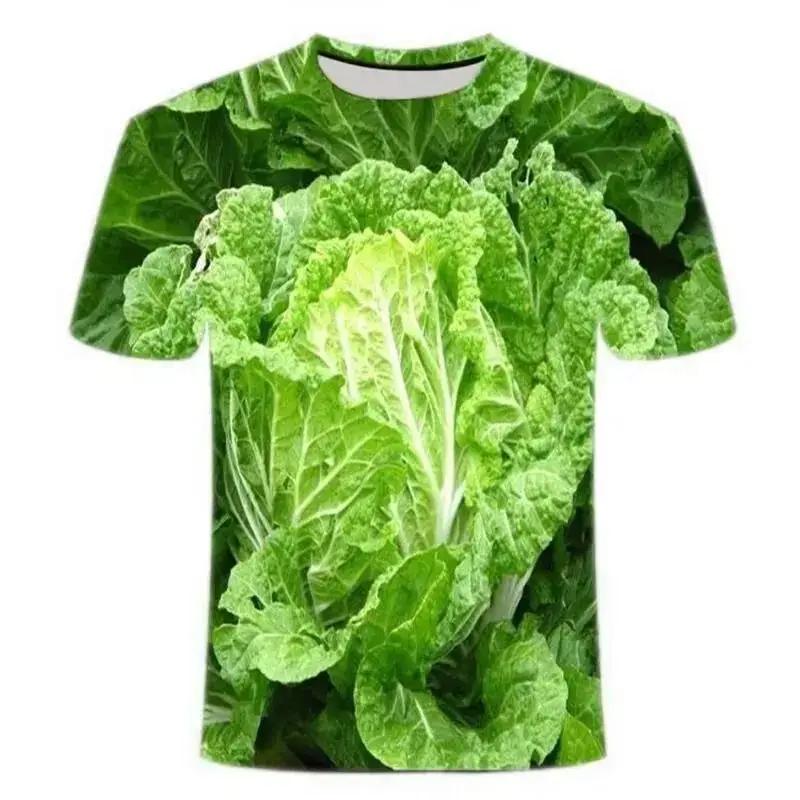 

Літні чоловічі модні креативні повсякденні модні 3d-друковані 3d-друковані моделі з короткими рукавами та фруктами та овочами, вільні індивідуальні топи з круглим вирізом 6XL