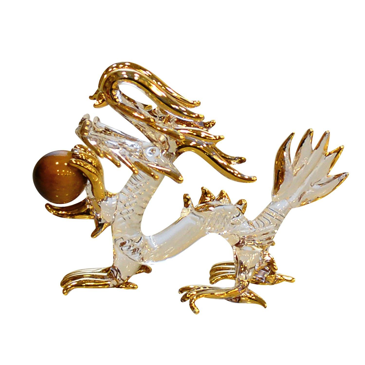 

Fourcart Handmade Natural Tiger Eye Small Glasswork, Dragon,