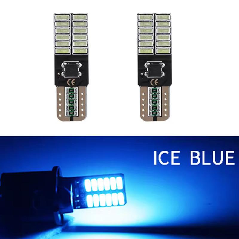 2pcs LED T10 W5W 4014 24/26SMD Bulbs Canbus No Error Interior Dome Lights High Power Auto Width Reading Lamp White Red Amber 12V