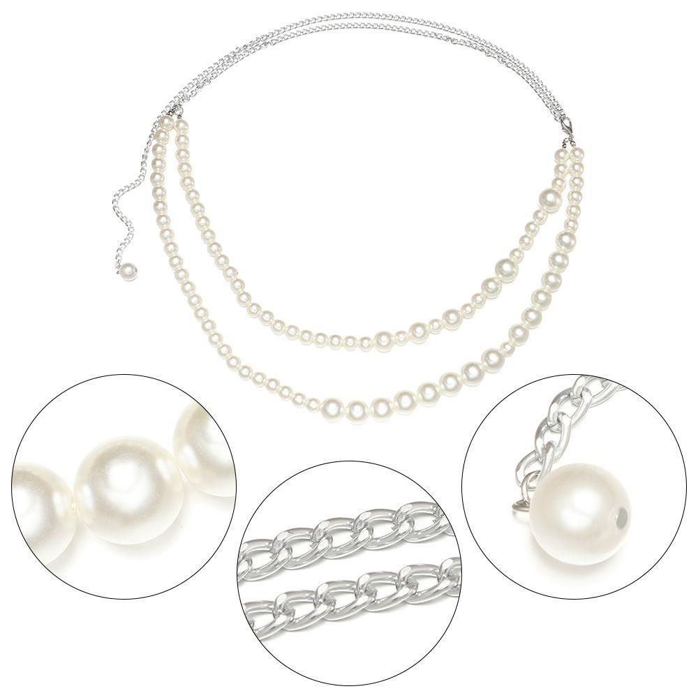 Imitation Pearl Pearl Waist Chain Metal Shirt Suit Belt Fashion Waist Belt Jewelry Party Wear