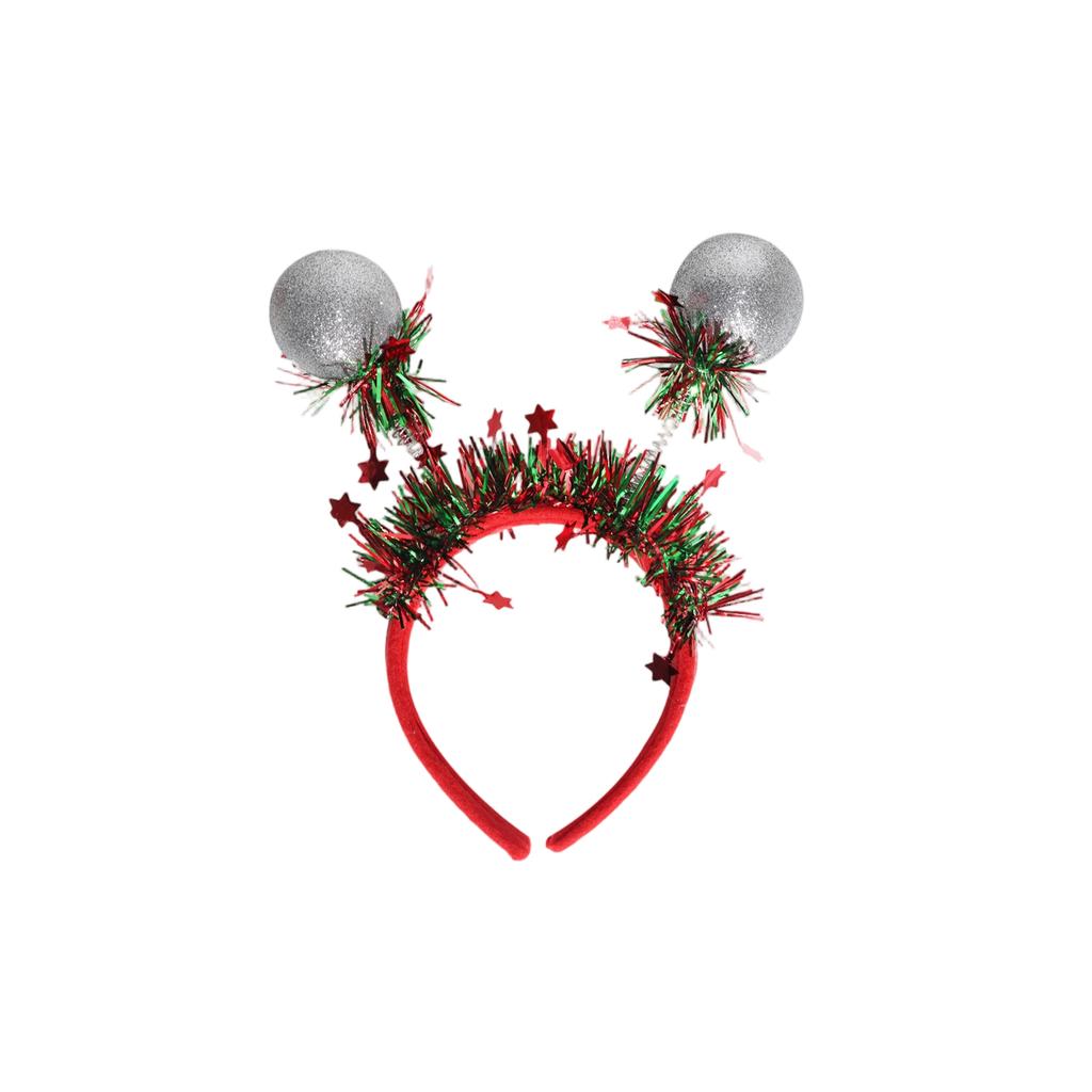 Christmas Party Headband Festive Holiday Headwear with Glitter Ball Decorations for Adults and Kids Fun Costume