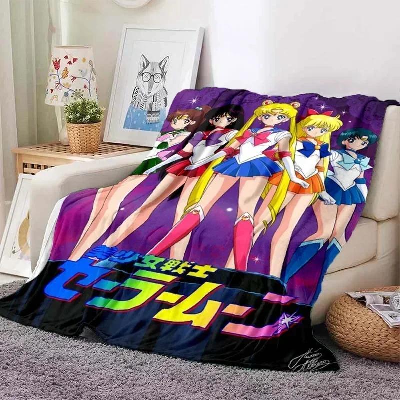 Anime Kawaii Sailor Moon Zuhause Cartoon Bedruckte Decke Picknickdecke Warmer Flanell Weich und Bequem Zuhause Reisen Geburtstagsgeschenk