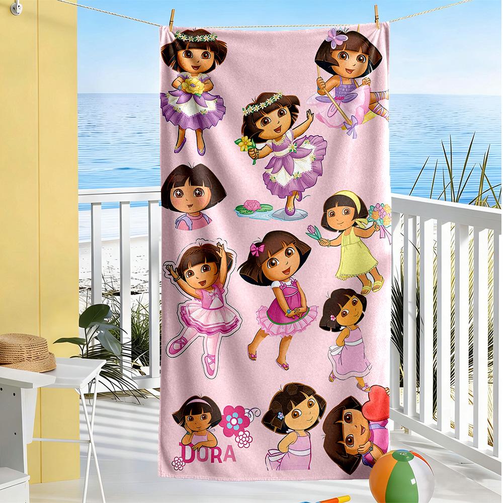 Dora Explorer Beach Towel Super Soft Microfiber Quickdry Fabric Comfortable Lightweight Suitable for Swimming, Gym, Camping, Yoga Vacation