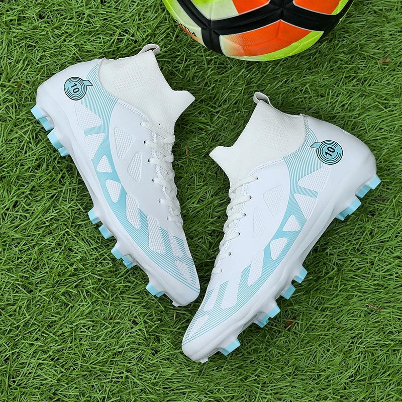New High-top Football Shoes Men's and Women's Green Artificial Grass Long Nails Broken Nails Professional Game Training Football Shoes