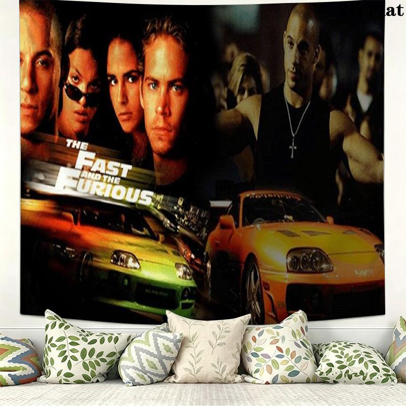 Autorennen Fast Furious Wandteppich Ästhetischer Wandbehang Bedruckter Stoffdecke Dekorative Wandteppiche für Schlafzimmer Wohnzimmer Heimdekoration