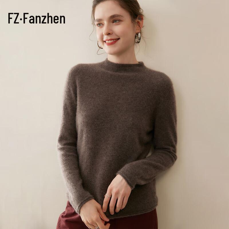 Fanzhen Women's 100% Cashmere Half-High Neck Sweater