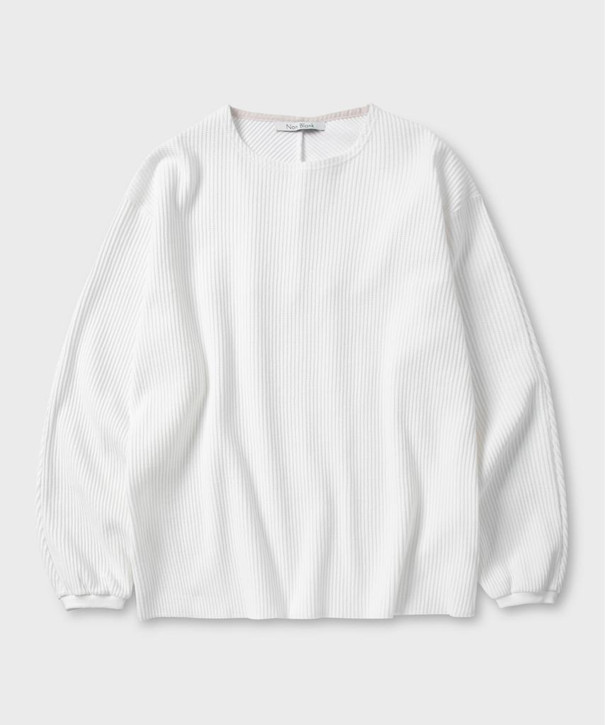 NONBLANK Waffle Boat Neck T-Shirt_White