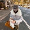 Big fur collar down cotton jacket women's winter short temperament loose small deerskin down cotton jacket