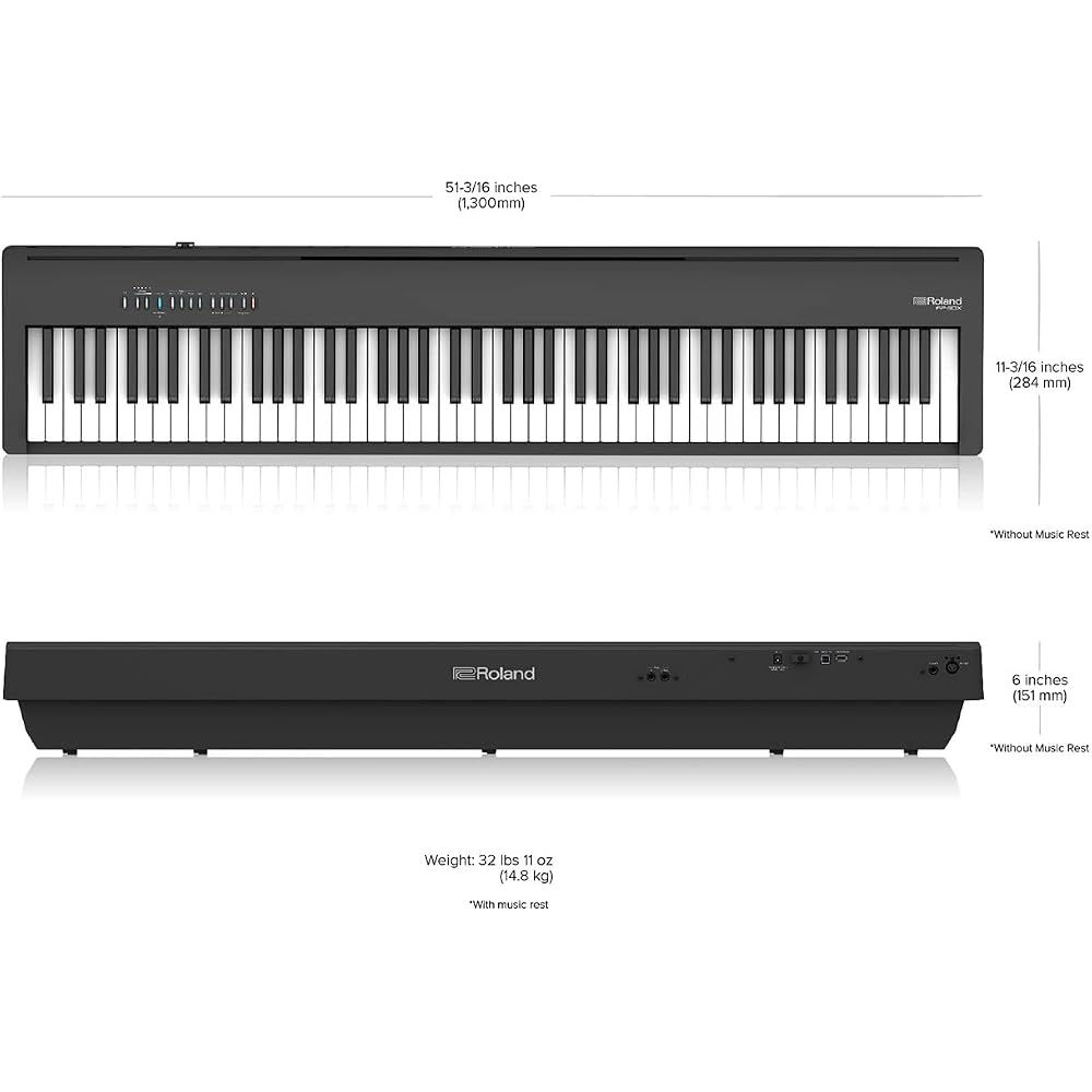 Roland FP-30X Portable Digital Piano 88 Keys Grand Touch with BH-181 Headphones Black