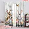 2 Stück, 2D-Flachdruck Druckvorhänge Osterhasenlandschaft Strapazierfähiges Polyester (ohne Stange) Vielseitig Alles für Wohnzimmer, Schlafzimmer,