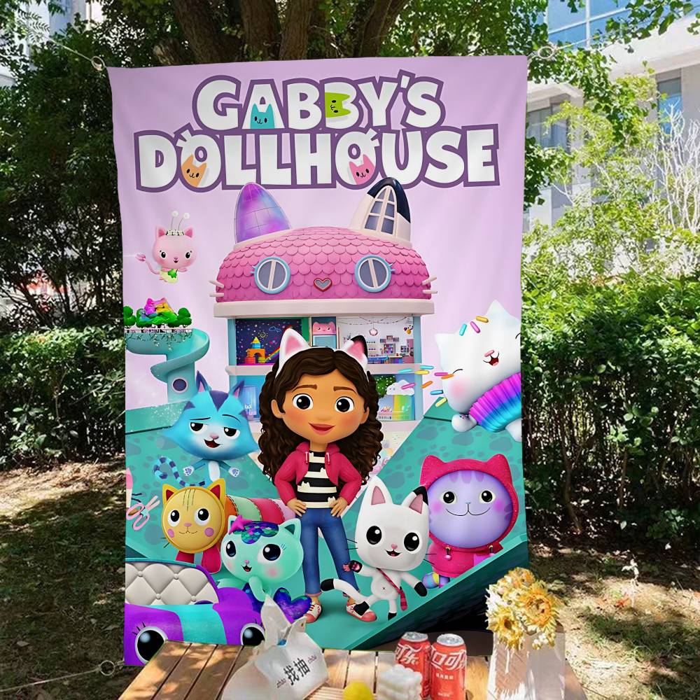 Funny Vintage GGabbys Classic Dollhouse Large Size Flags Printing Patterns Interesting Birthday Party Decorations Banner