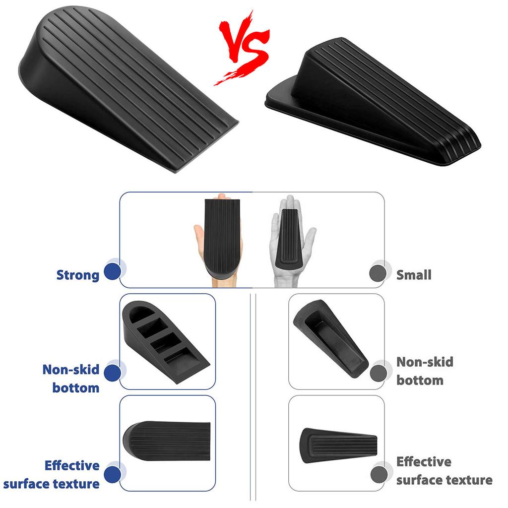 2 Pack Door Stopper Black Extra Large Door Stopper 1.9in Height Big Door Stop Heavy Duty Non-Slip Rubber Door Stop Door