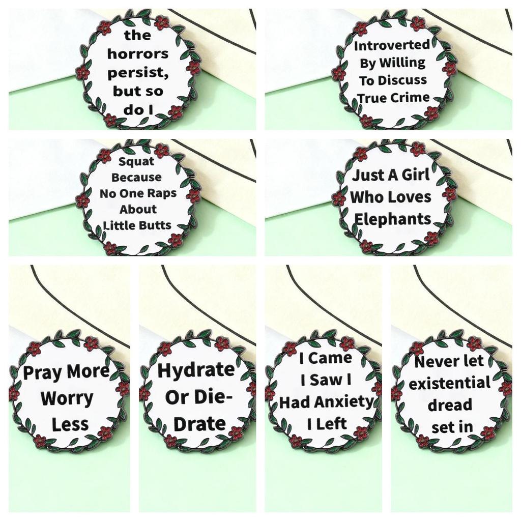 Beautiful Reasons Wreath Brooch: Inspirational Quotes Badge for Positivity