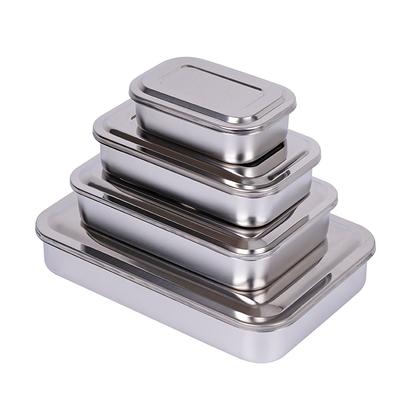 Zahninstrumente Tablett mit Deckel Edelstahl Chirurgische Geräte Werkzeug Medizinische Desinfektionsbox Sterilisationsbehälter Neu