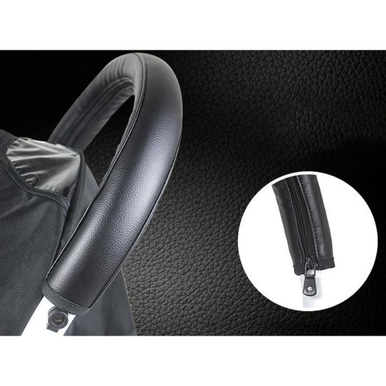 Coprimaniglie Passeggino In Pelle PU - Copri Bracciolo Con Cerniera, Marrone, 52 Cm - Foto 12