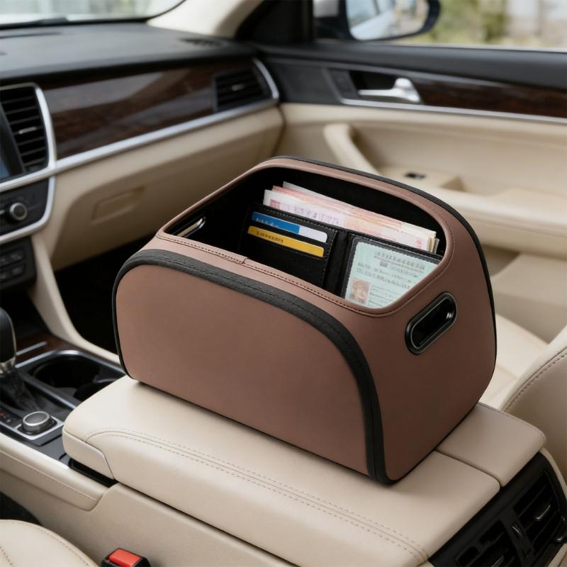High Quality Leather Auto Storage Box For Front Seat Back Offering Spacious Design And Sturdy Mixed Construction