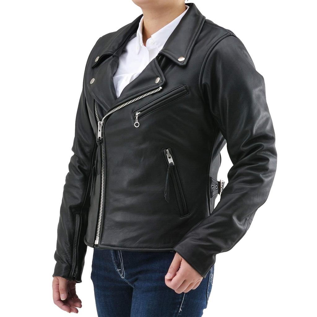 Daytona Motorcycle Leather Genuine Leather Rider WL Size 17818 Jacket, (Water-Repellent), Double-Breasted Jacket, DL-003, Black, (Women's),