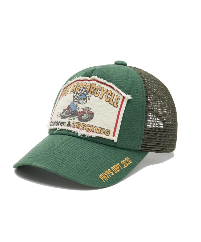 PHYPS MOTORCYCLE Riding Bear Mesh Ball Cap Green