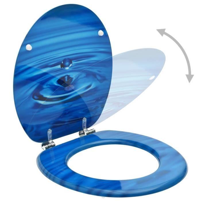 VidaXL Siège de toilette avec couvercle MDF Bleu Gouttes d'eau