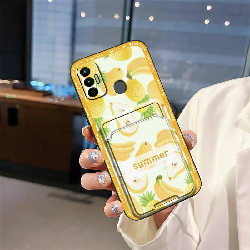 Card Bag Waterproof Phone Case For Tecno Spark 7/Spark7T TPU Cover Anti-knock Cartoon Anti-dust Protective Full Wrap