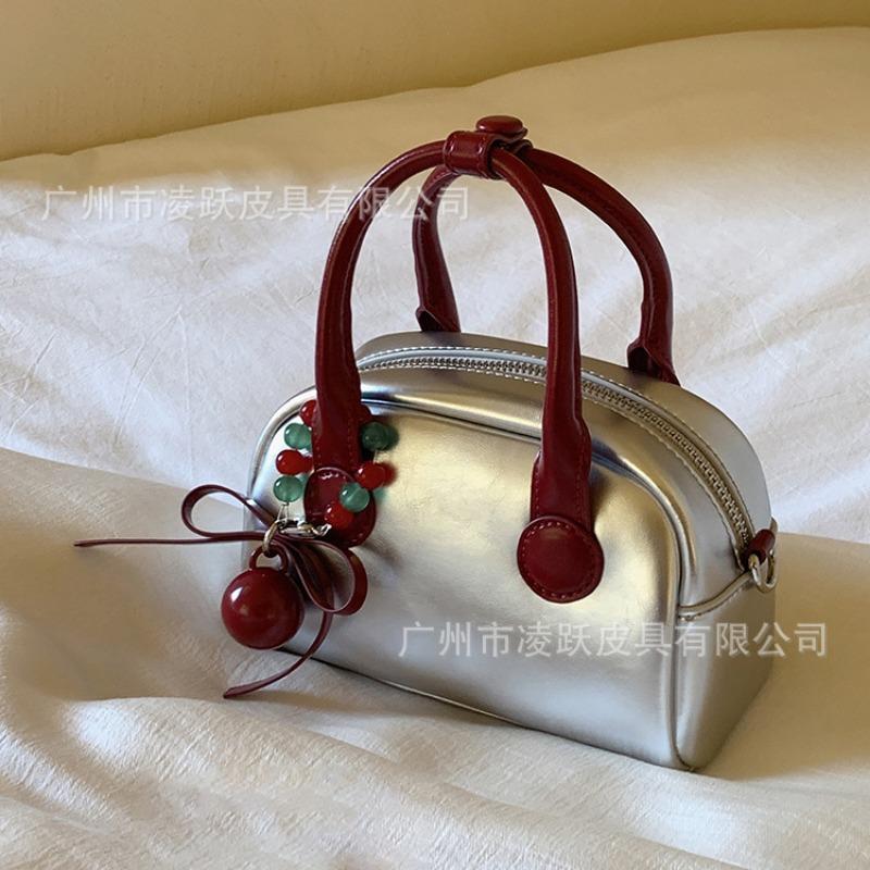 Silver Bowling Women's Bag New Versatile Temperament Small Bag Fashion Handbag Shoulder Messenger Bag