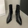 Side Zipper Pointed Toe Brown Short Boots for Women High Heel Ankle Boots Office Ladies Footwear Elegant Bottes Femmes Size35-40