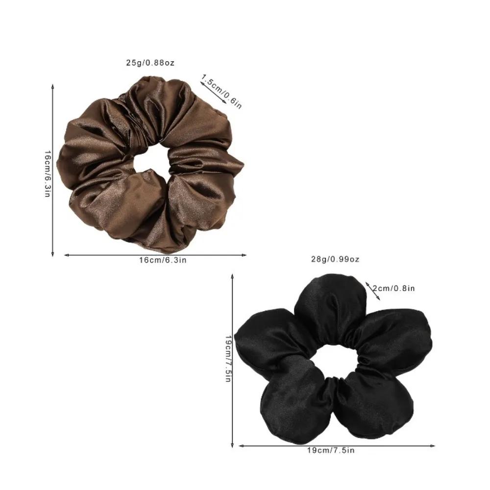 Weiches Kissen Elastisches Haarband Scrunchie für Frauen Luxus Design Große Blume Gefüllt Baumwolle Einfarbig Satin Pferdeschwanzbinder Accessoires